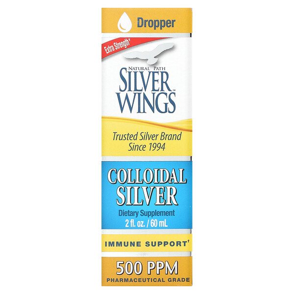 Коллоидное серебро, 500 частей на миллион, 2 жидких унции (60 мл) Natural Path Silver Wings