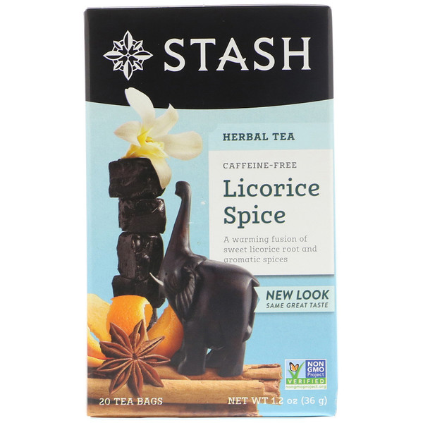 Травяной чай, приправа солодки, без кофеина, 20 чайных пакетиков, 1,2 унции (36 г) Stash Tea