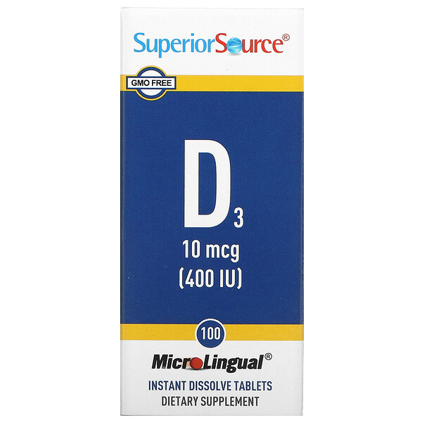 D3 - 10 мкг (400 МЕ) - 100 микрорассасывающихся таблеток - Superior Source Superior Source
