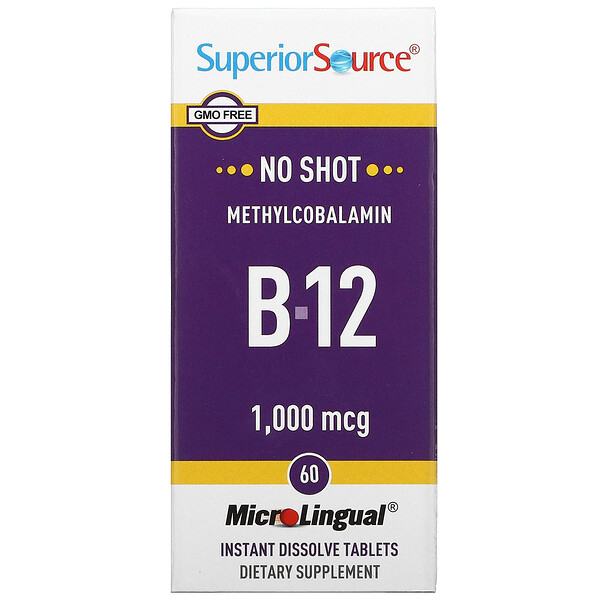 Methylcobalamin B-12, 1000 мкг, 60 микротаблеток для рассасывания - Superior Source Superior Source