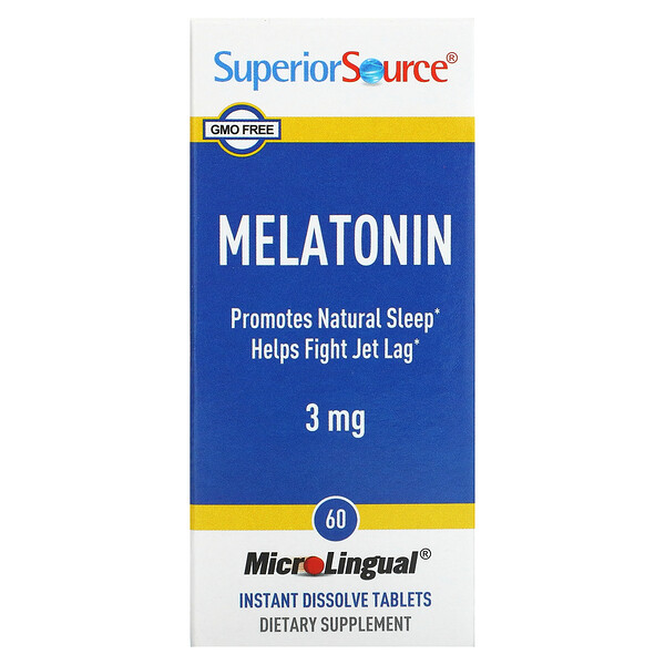 Мелатонин, 3 мг, 60 быстрорастворимых таблеток MicroLingual Superior Source