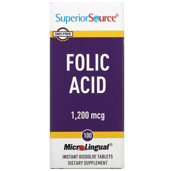 Фолиевая кислота - 1200 мкг - 100 таблеток для рассасывания - Superior Source Superior Source