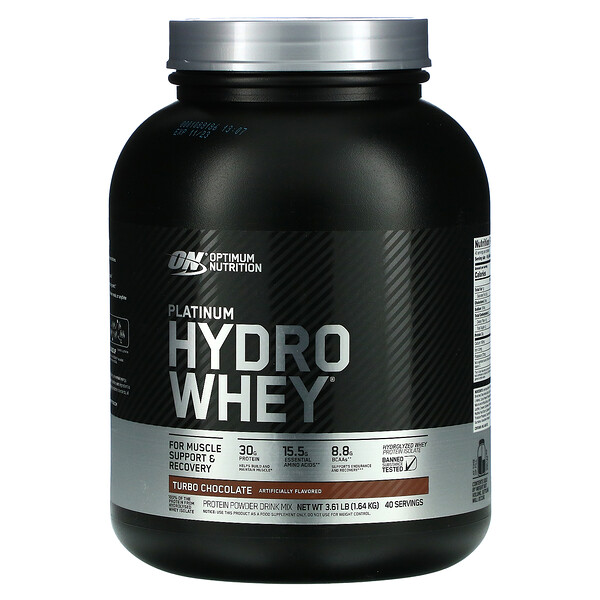 Platinum Hydro Whey, турбо-шоколад, 3,61 фунта (1,64 кг) Optimum Nutrition