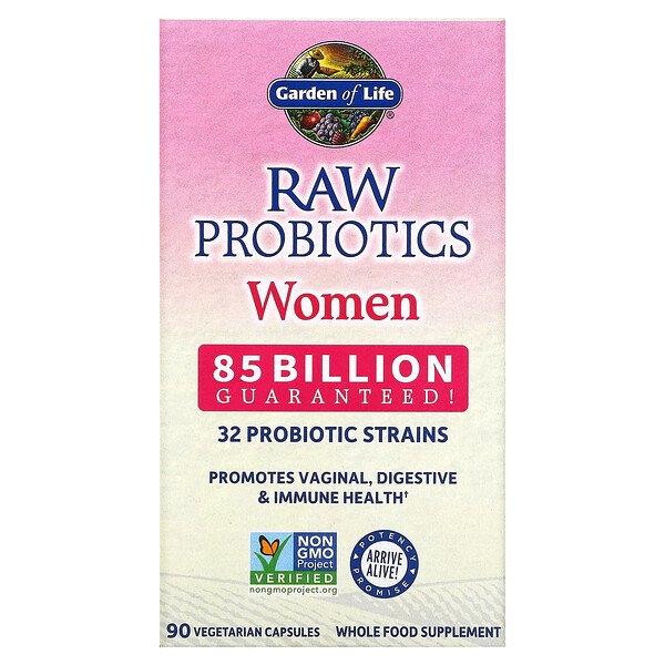 RAW Probiotics, для женщин, 85 миллиардов, 90 вегетарианских капсул Garden of Life