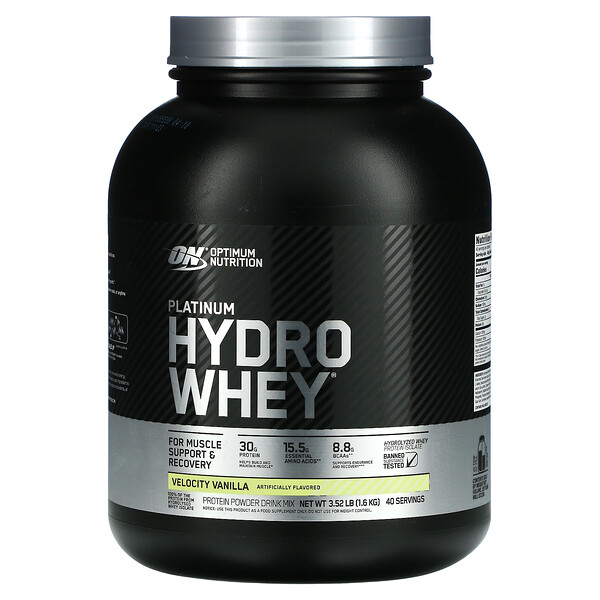 Platinum Hydro Whey, Velocity Vanilla, 3,52 фунта (1,6 кг) Optimum Nutrition