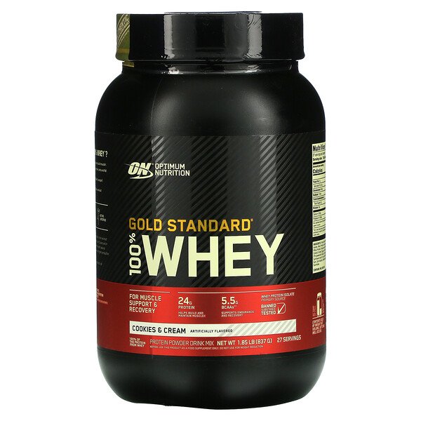 Gold Standard 100% Whey, Cookies and Cream, 1,84 фунта (837 г) Optimum Nutrition