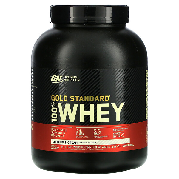 Gold Standard 100% Whey, Cookies & Cream, 4,63 фунта (2,1 кг) Optimum Nutrition