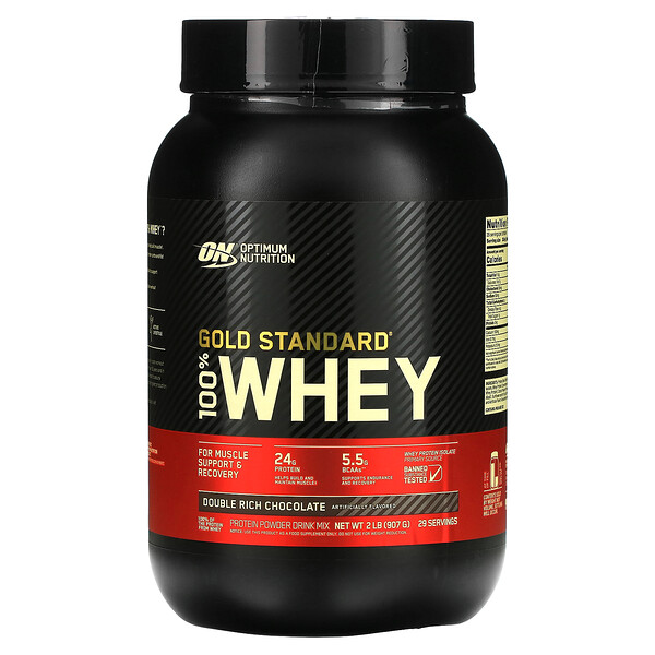 Gold Standard 100% Whey, двойной насыщенный шоколад, 2 фунта (907 г) Optimum Nutrition