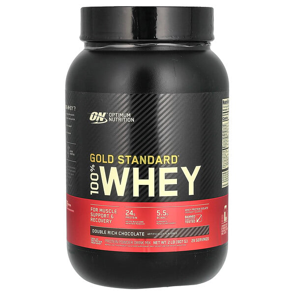 Gold Standard 100% Whey, двойной насыщенный шоколад, 1 фунт (454 г) Optimum Nutrition