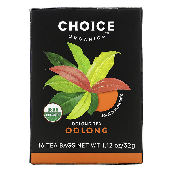 Чай Улун, Улун, 16 чайных пакетиков, 1,12 унции (32 г) Choice Organic Teas