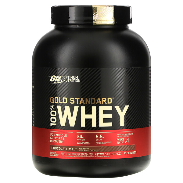 Gold Standard 100% Whey, шоколадный солод, 5 фунтов (2,27 кг) Optimum Nutrition