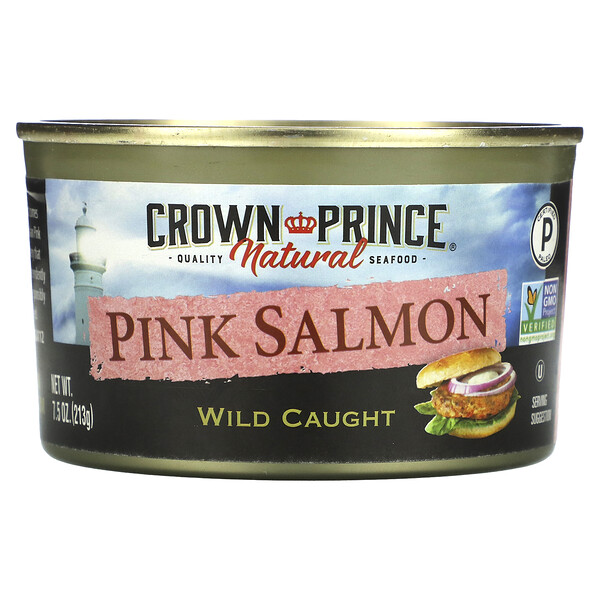 Розовый лосось, пойманный в дикой природе, 7,5 унций (213 г) Crown Prince Natural
