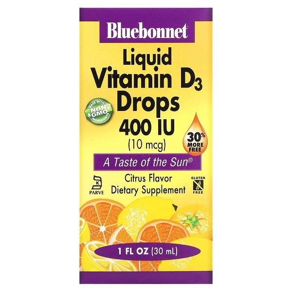 Витамин D3 в жидкости - 10 мкг (400 МЕ) - 30 мл - Bluebonnet Nutrition Bluebonnet Nutrition