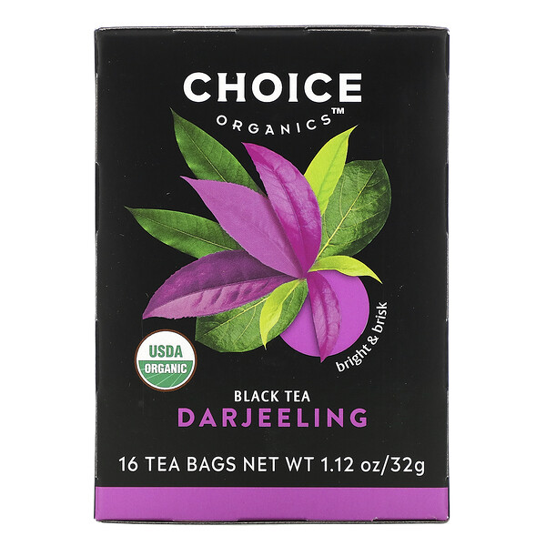 Черный чай, Дарджилинг, 16 чайных пакетиков, 1,12 унции (32 г) Choice Organic Teas