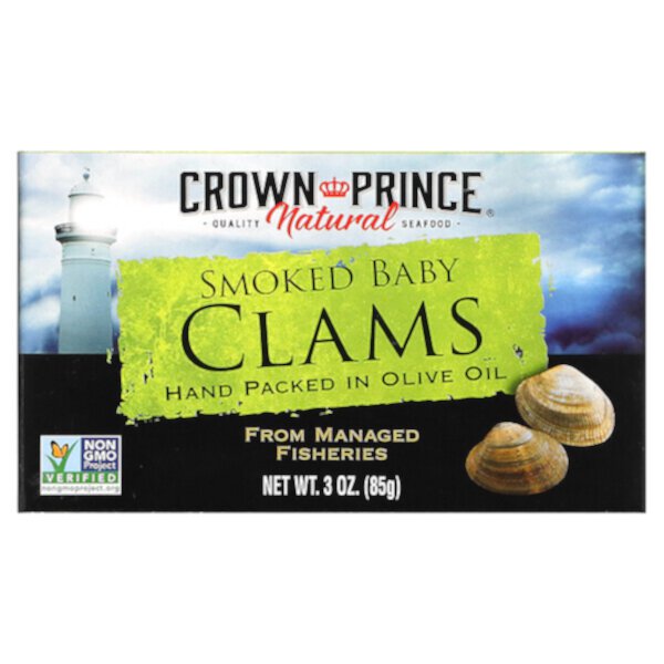 Копченые моллюски в оливковом масле, 3 унции (85 г) Crown Prince Natural