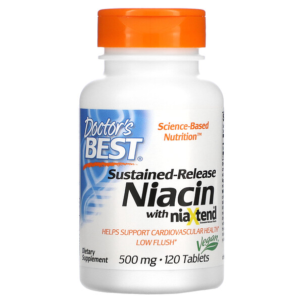 Ниацин с постоянным высвобождением - 500 мг - 120 таблеток - Doctor's Best Doctor's Best