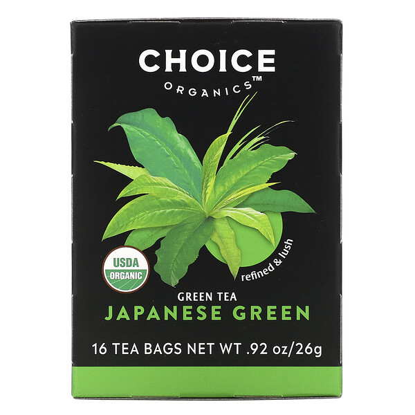 Зеленый чай, японский зеленый, 16 чайных пакетиков, 0,92 унции (26 г) Choice Organics