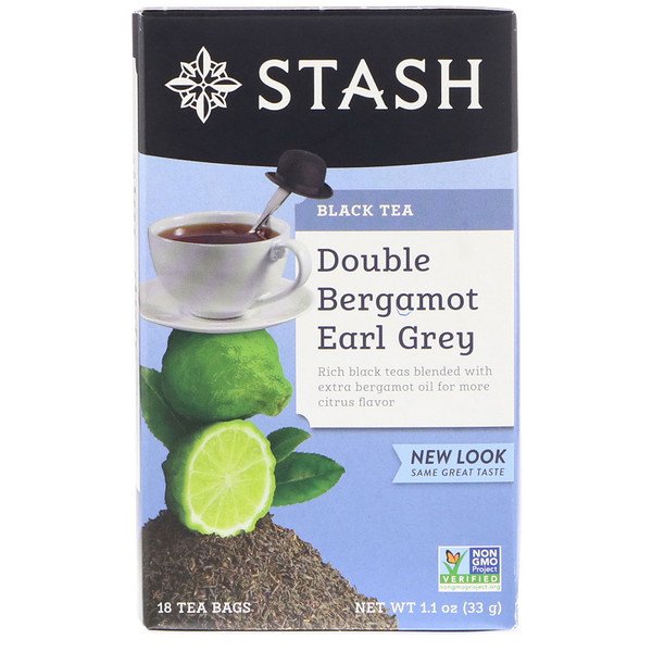 Black Tea, Эрл Грей с двойным бергамотом, 18 чайных пакетиков, 1,1 унции (33 г) Stash Tea
