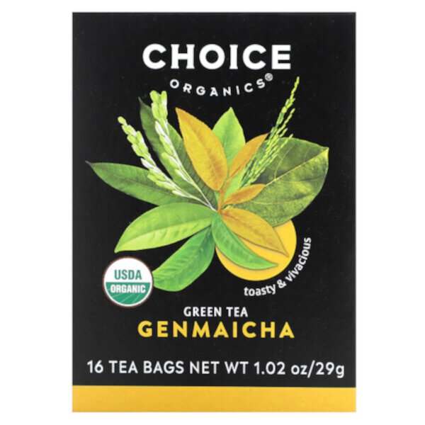 Зеленый чай, Генмайча, 16 чайных пакетиков, 1,02 унции (29 г) Choice Organics