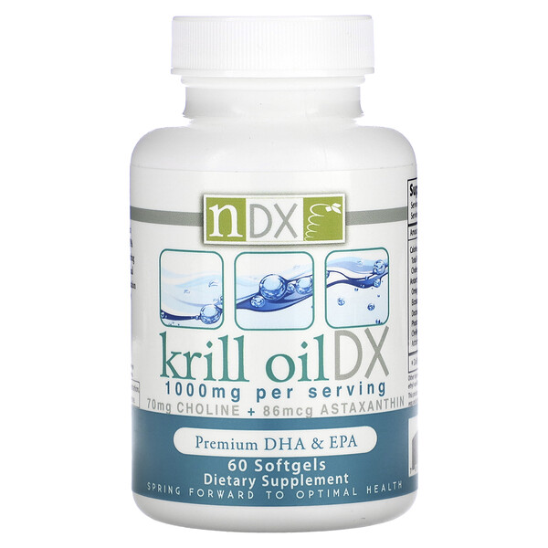 Krill Oil DX, DHA и EPA премиум-класса, 1000 мг, 60 мягких таблеток (500 мг на мягкую таблетку) Natural Dynamix (NDX)