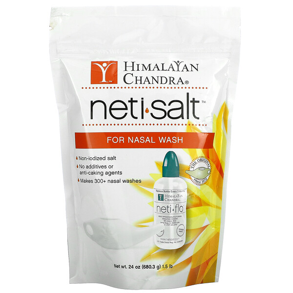 Neti Salt, Соль для промывания носа, 1,5 фунта (680,3 г) Himalayan Institute