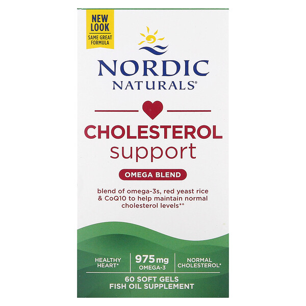 Поддержка холестерина, смесь омега, 975 мг, 60 мягких таблеток (325 мг на мягкую гель) Nordic Naturals