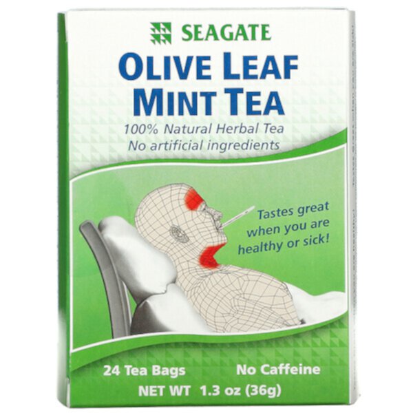 Чай из листьев оливы и мяты, 24 чайных пакетика, 1,3 унции (36 г) Seagate