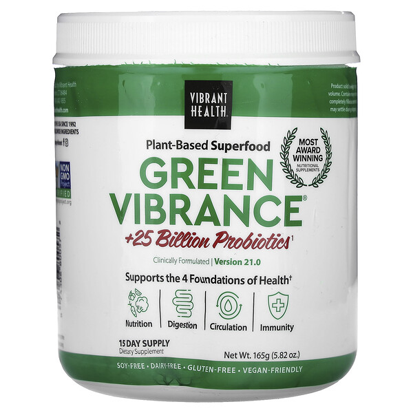 Green Vibrance +25 миллиардов пробиотиков, версия 21.0, 5,82 унции (165 г) VIBRANT