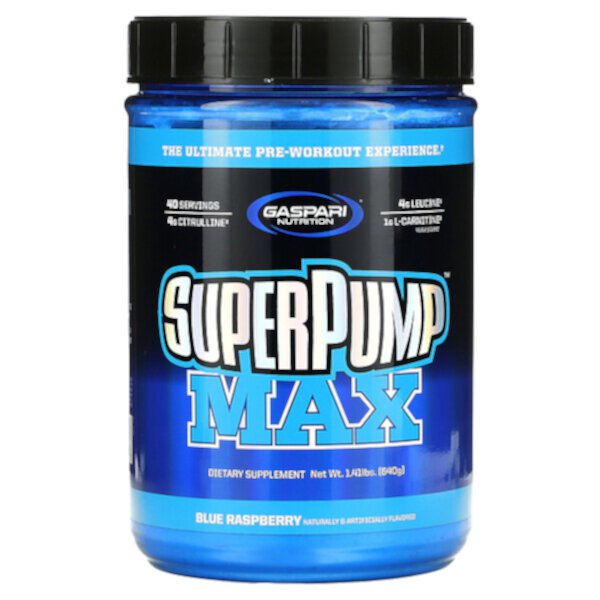 SuperPump Max, Голубая малина, 1,41 фунта (640 г) Gaspari Nutrition