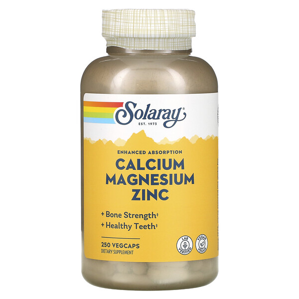 Кальций-магний-цинк, 250 растительных капсул Solaray