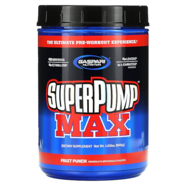 SuperPump Max, Фруктовый пунш, 1,41 фунта (640 г) Gaspari Nutrition