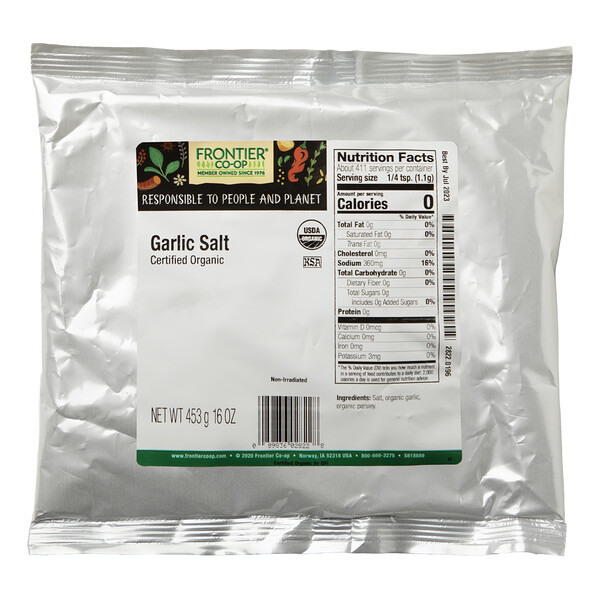 Органическая чесночная соль, 16 унций (453 г) Frontier Co-op