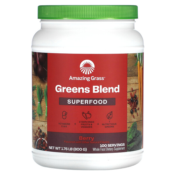 Greens Blend Superfood, ягоды, 1,76 фунта (800 г) Amazing Grass