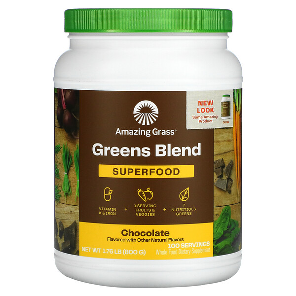 Greens Blend, Superfood, шоколад, 1,76 фунта (800 г) Amazing Grass
