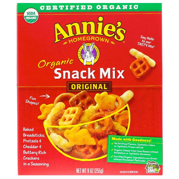 Органическая смесь для закусок, оригинальная, 9 унций (255 г) Annie's Homegrown
