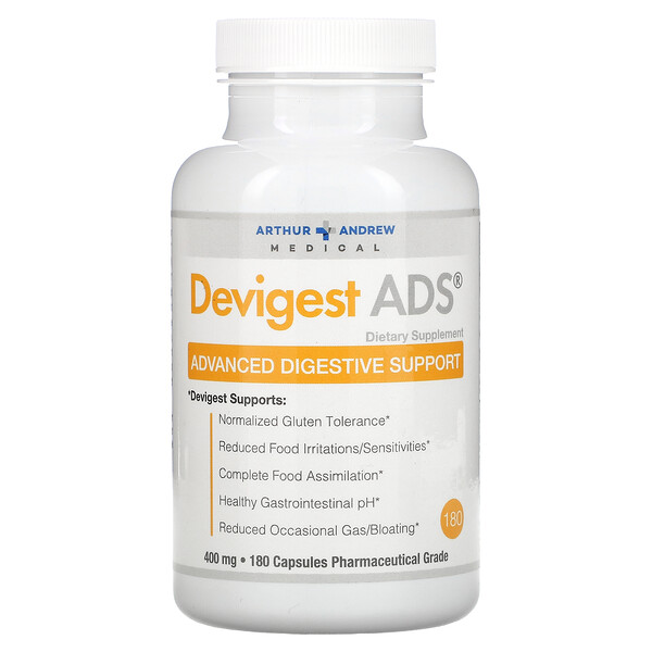 Devigest ADS, Расширенная поддержка пищеварения, 400 мг, 180 капсул Arthur Andrew Medical