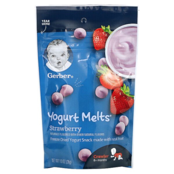 Yogurt Melts, 8+ месяцев, клубника, 1,0 унция (28 г) GERBER