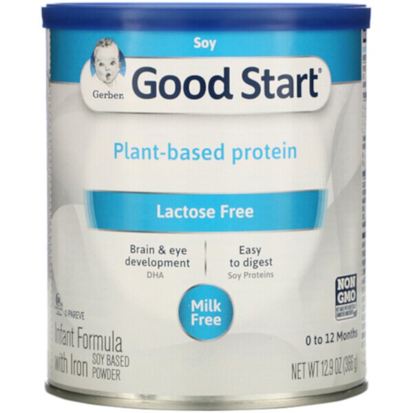 Good Start, Сухая детская смесь на основе сои с железом, без лактозы, от 0 до 12 месяцев, 12,9 унций (366 г) GERBER