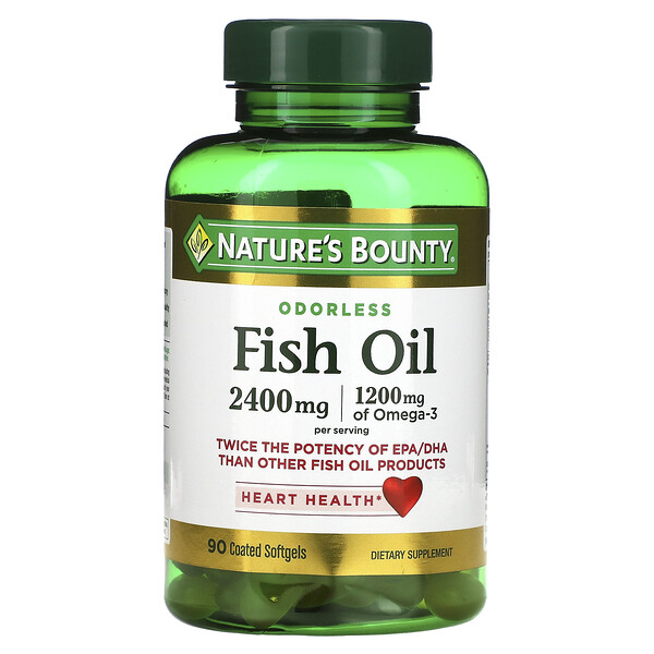 Рыбий жир без запаха, 2400 мг, 90 мягких таблеток в оболочке (1200 мг на мягкую таблетку) Nature's Bounty