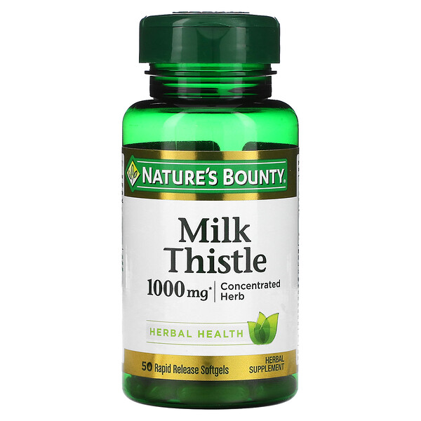 Молочный Чертополох, 1000 мг, 50 быстрорастворимых капсул - Nature's Bounty Nature's Bounty