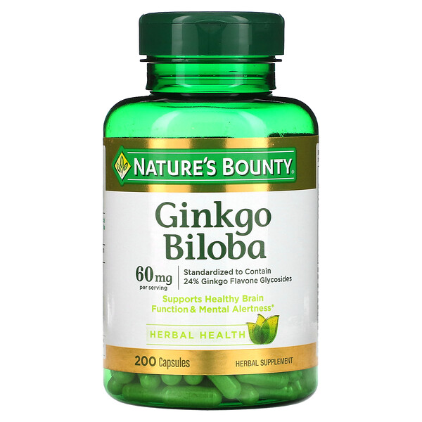 Гинкго Билоба, 60 мг, 200 капсул (30 мг в капсуле) Nature's Bounty