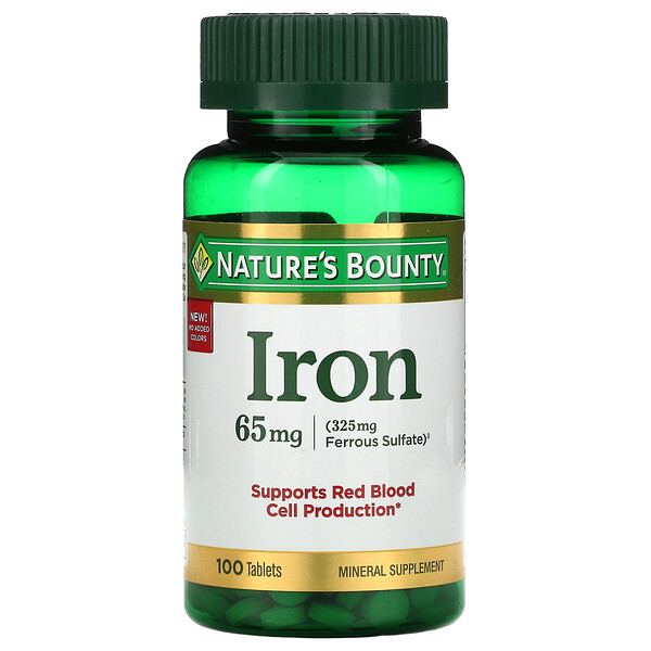 Железо, 65 мг, 100 таблеток Nature's Bounty
