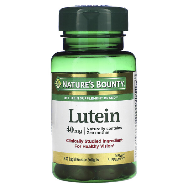 Лютеин, 40 мг, 30 мягких таблеток с быстрым высвобождением Nature's Bounty
