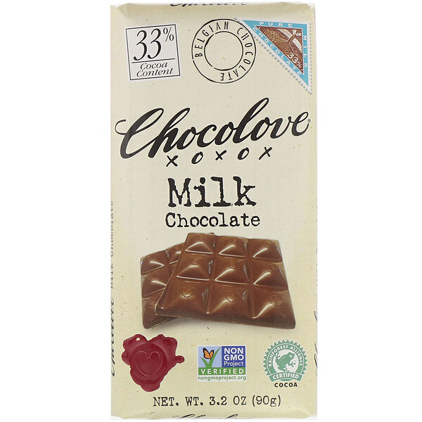 Молочный шоколад, 33% какао, 3,2 унции (90 г) Chocolove