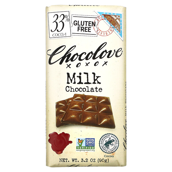 Молочный шоколад, 33% какао, 3,2 унции (90 г) Chocolove
