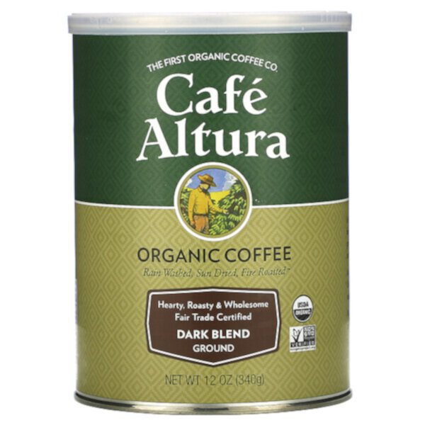Органический кофе, темная смесь, молотый, 12 унций (340 г) Cafe Altura