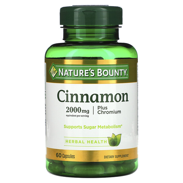 Cinnamon Plus Chromium, 2,000 mg, 60 Capsules (Капсулы) (1,000 mg per Capsule) Nature's Bounty