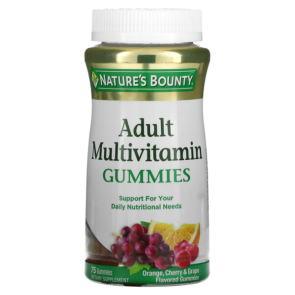 Adult Multivitamin Gummies (Жевательные конфеты), Orange, Cherry & Grape, 75 Gummies Nature's Bounty