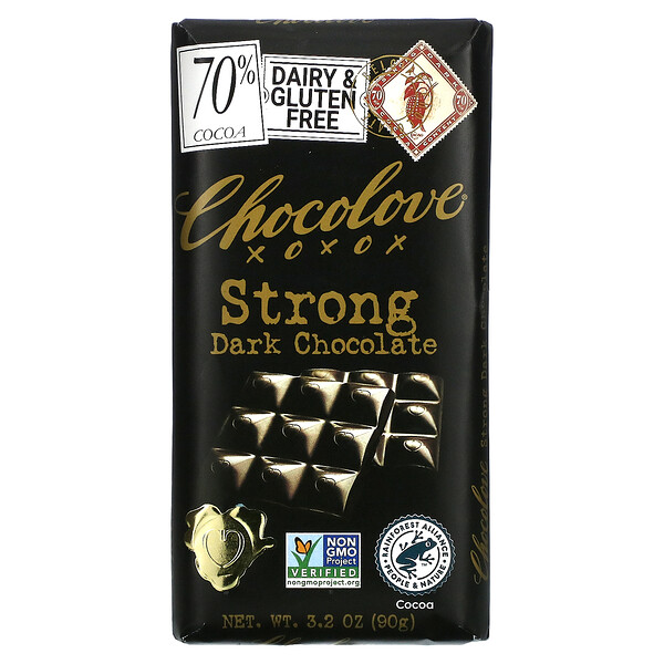 Крепкий темный шоколад, 70% какао, 3,2 унции (90 г) Chocolove