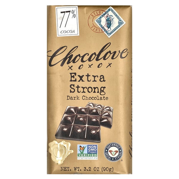 Extra Strong Dark Chocolate, 77 какао, 3,2 унции (90 г) Chocolove